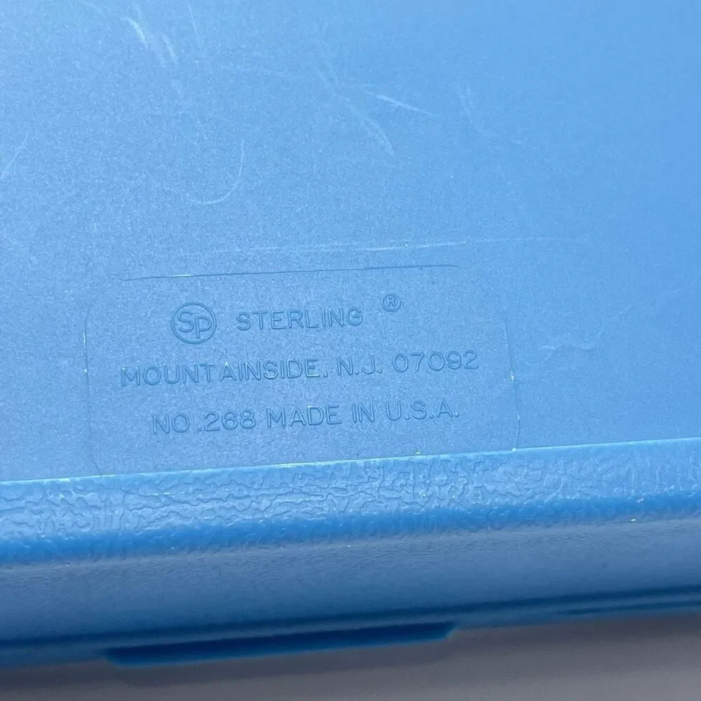 Vintage Sterling Plastics #268 School Box Blue Supplies USA Made 1985